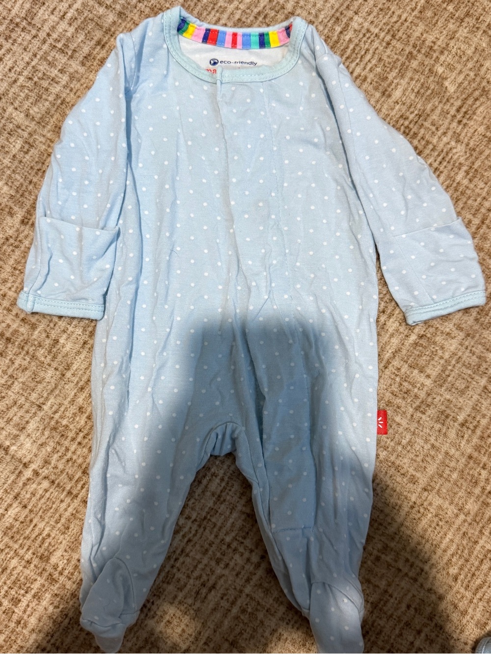 Magnetic Me Light Blue Polka Dot Footed One-Piece